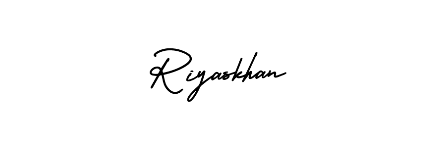 How to make Riyaskhan name signature. Use AmerikaSignatureDemo-Regular style for creating short signs online. This is the latest handwritten sign. Riyaskhan signature style 3 images and pictures png