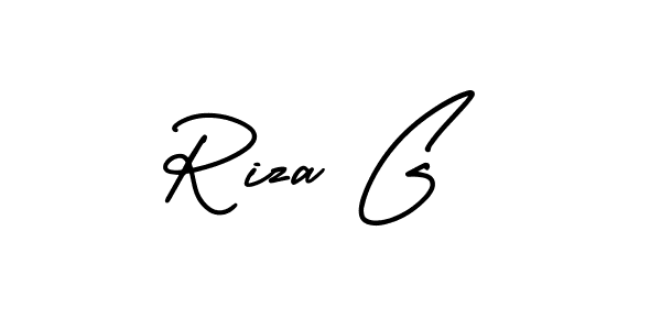 The best way (AmerikaSignatureDemo-Regular) to make a short signature is to pick only two or three words in your name. The name Riza G include a total of six letters. For converting this name. Riza G signature style 3 images and pictures png