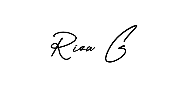 The best way (AmerikaSignatureDemo-Regular) to make a short signature is to pick only two or three words in your name. The name Riza G include a total of six letters. For converting this name. Riza G signature style 3 images and pictures png