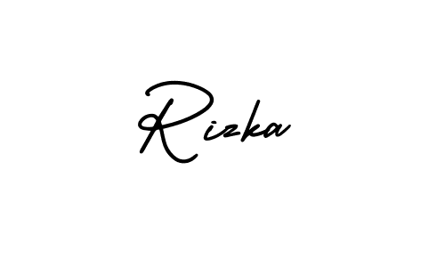 You should practise on your own different ways (AmerikaSignatureDemo-Regular) to write your name (Rizka) in signature. don't let someone else do it for you. Rizka signature style 3 images and pictures png
