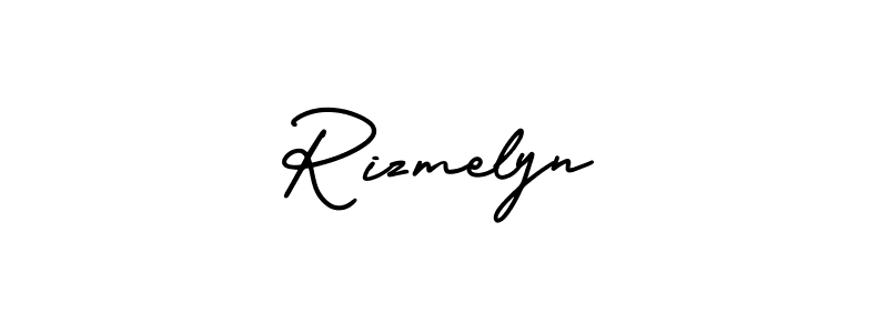 AmerikaSignatureDemo-Regular is a professional signature style that is perfect for those who want to add a touch of class to their signature. It is also a great choice for those who want to make their signature more unique. Get Rizmelyn name to fancy signature for free. Rizmelyn signature style 3 images and pictures png