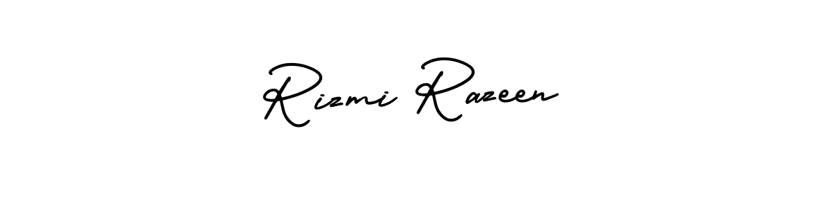 You should practise on your own different ways (AmerikaSignatureDemo-Regular) to write your name (Rizmi Razeen) in signature. don't let someone else do it for you. Rizmi Razeen signature style 3 images and pictures png