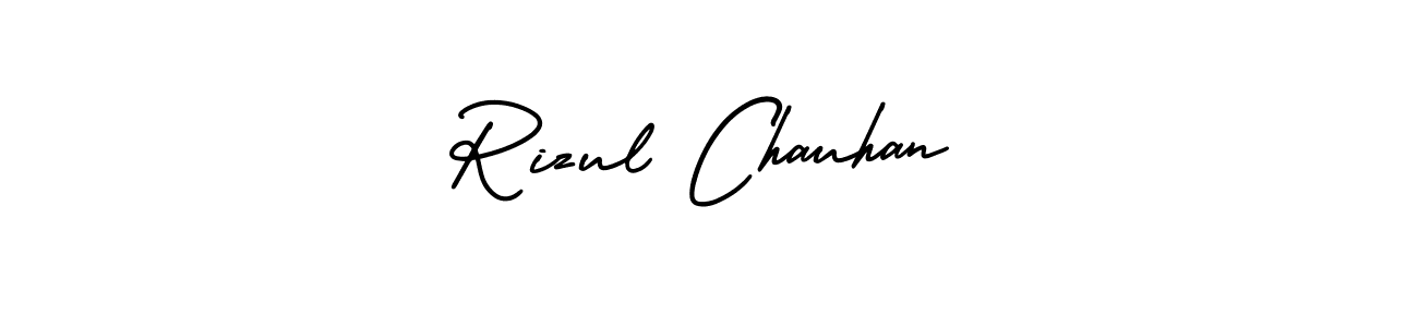 This is the best signature style for the Rizul Chauhan name. Also you like these signature font (AmerikaSignatureDemo-Regular). Mix name signature. Rizul Chauhan signature style 3 images and pictures png