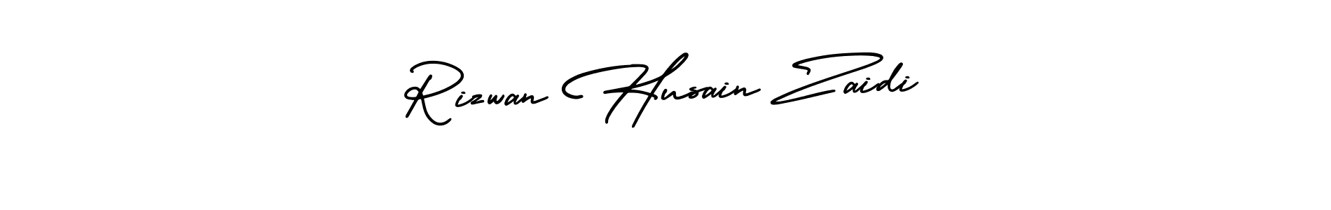 The best way (AmerikaSignatureDemo-Regular) to make a short signature is to pick only two or three words in your name. The name Rizwan Husain Zaidi include a total of six letters. For converting this name. Rizwan Husain Zaidi signature style 3 images and pictures png