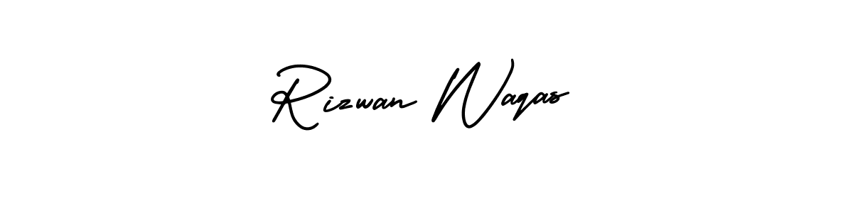 The best way (AmerikaSignatureDemo-Regular) to make a short signature is to pick only two or three words in your name. The name Rizwan Waqas include a total of six letters. For converting this name. Rizwan Waqas signature style 3 images and pictures png