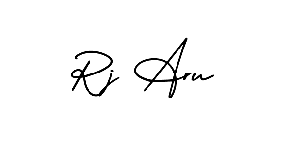 Similarly AmerikaSignatureDemo-Regular is the best handwritten signature design. Signature creator online .You can use it as an online autograph creator for name Rj Aru. Rj Aru signature style 3 images and pictures png