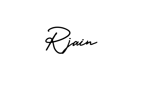 You should practise on your own different ways (AmerikaSignatureDemo-Regular) to write your name (Rjain) in signature. don't let someone else do it for you. Rjain signature style 3 images and pictures png