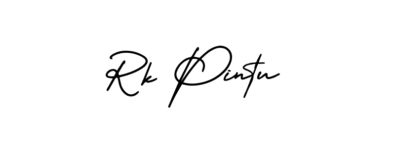 How to make Rk Pintu name signature. Use AmerikaSignatureDemo-Regular style for creating short signs online. This is the latest handwritten sign. Rk Pintu signature style 3 images and pictures png