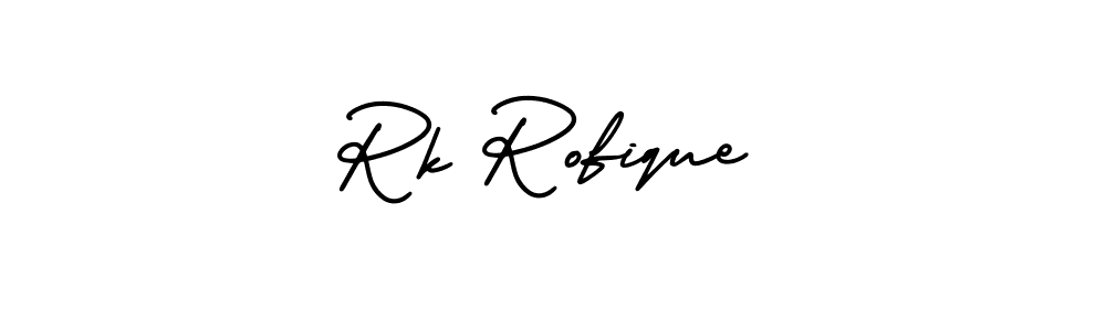 How to make Rk Rofique name signature. Use AmerikaSignatureDemo-Regular style for creating short signs online. This is the latest handwritten sign. Rk Rofique signature style 3 images and pictures png