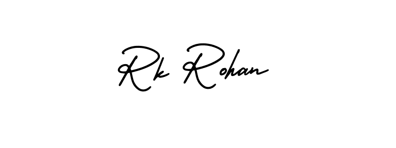 The best way (AmerikaSignatureDemo-Regular) to make a short signature is to pick only two or three words in your name. The name Rk Rohan include a total of six letters. For converting this name. Rk Rohan signature style 3 images and pictures png