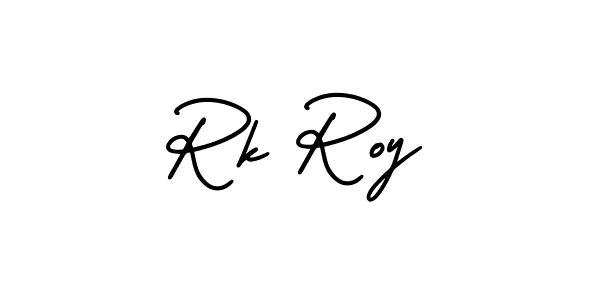 You should practise on your own different ways (AmerikaSignatureDemo-Regular) to write your name (Rk Roy) in signature. don't let someone else do it for you. Rk Roy signature style 3 images and pictures png
