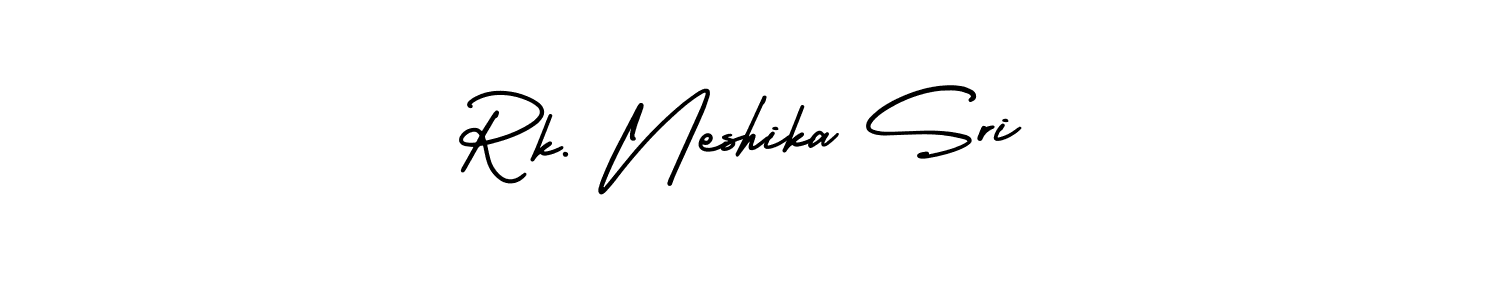 if you are searching for the best signature style for your name Rk. Neshika Sri. so please give up your signature search. here we have designed multiple signature styles  using AmerikaSignatureDemo-Regular. Rk. Neshika Sri signature style 3 images and pictures png