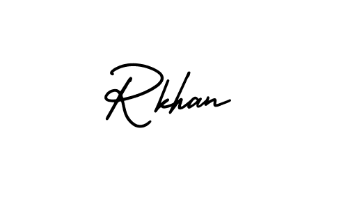 How to make Rkhan name signature. Use AmerikaSignatureDemo-Regular style for creating short signs online. This is the latest handwritten sign. Rkhan signature style 3 images and pictures png
