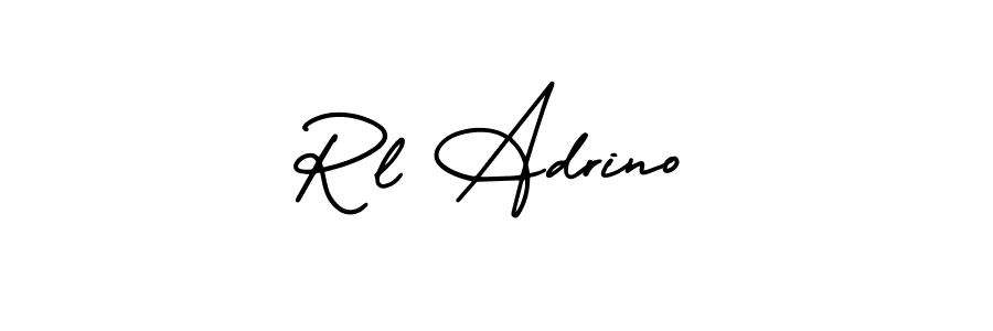You should practise on your own different ways (AmerikaSignatureDemo-Regular) to write your name (Rl Adrino) in signature. don't let someone else do it for you. Rl Adrino signature style 3 images and pictures png