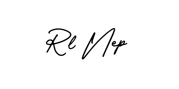 You should practise on your own different ways (AmerikaSignatureDemo-Regular) to write your name (Rl Nep) in signature. don't let someone else do it for you. Rl Nep signature style 3 images and pictures png