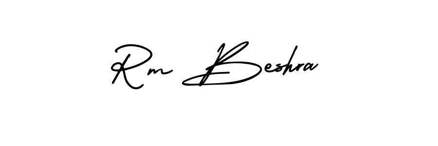 You should practise on your own different ways (AmerikaSignatureDemo-Regular) to write your name (Rm Beshra) in signature. don't let someone else do it for you. Rm Beshra signature style 3 images and pictures png