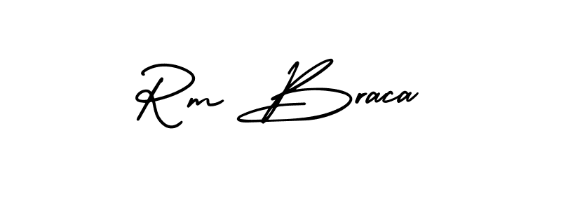 The best way (AmerikaSignatureDemo-Regular) to make a short signature is to pick only two or three words in your name. The name Rm Braca include a total of six letters. For converting this name. Rm Braca signature style 3 images and pictures png