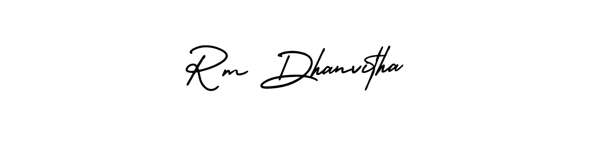 Similarly AmerikaSignatureDemo-Regular is the best handwritten signature design. Signature creator online .You can use it as an online autograph creator for name Rm Dhanvitha. Rm Dhanvitha signature style 3 images and pictures png