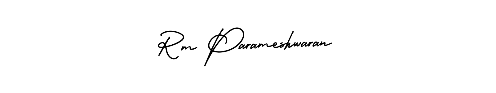 The best way (AmerikaSignatureDemo-Regular) to make a short signature is to pick only two or three words in your name. The name Rm Parameshwaran include a total of six letters. For converting this name. Rm Parameshwaran signature style 3 images and pictures png