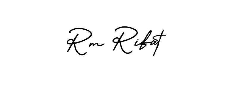 How to make Rm Rifat name signature. Use AmerikaSignatureDemo-Regular style for creating short signs online. This is the latest handwritten sign. Rm Rifat signature style 3 images and pictures png