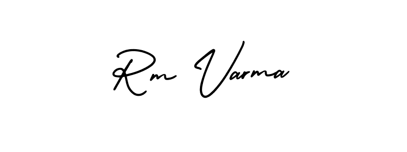 You should practise on your own different ways (AmerikaSignatureDemo-Regular) to write your name (Rm Varma) in signature. don't let someone else do it for you. Rm Varma signature style 3 images and pictures png