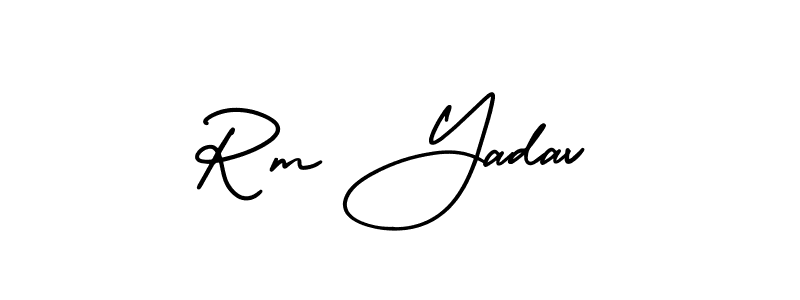 The best way (AmerikaSignatureDemo-Regular) to make a short signature is to pick only two or three words in your name. The name Rm Yadav include a total of six letters. For converting this name. Rm Yadav signature style 3 images and pictures png