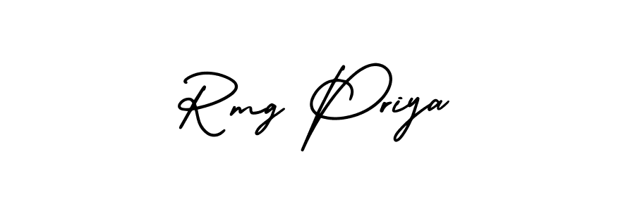 How to make Rmg Priya name signature. Use AmerikaSignatureDemo-Regular style for creating short signs online. This is the latest handwritten sign. Rmg Priya signature style 3 images and pictures png