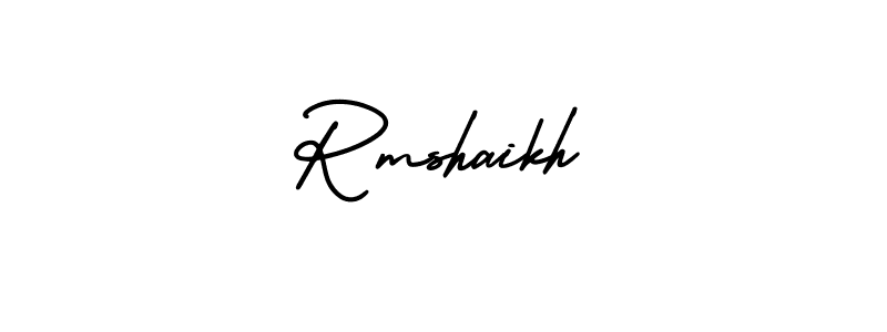 The best way (AmerikaSignatureDemo-Regular) to make a short signature is to pick only two or three words in your name. The name Rmshaikh include a total of six letters. For converting this name. Rmshaikh signature style 3 images and pictures png