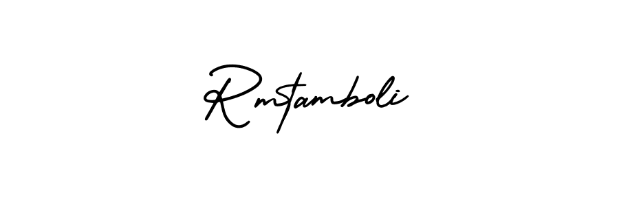 The best way (AmerikaSignatureDemo-Regular) to make a short signature is to pick only two or three words in your name. The name Rmtamboli include a total of six letters. For converting this name. Rmtamboli signature style 3 images and pictures png
