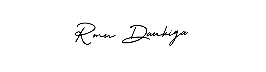 if you are searching for the best signature style for your name Rmu Daukiya. so please give up your signature search. here we have designed multiple signature styles  using AmerikaSignatureDemo-Regular. Rmu Daukiya signature style 3 images and pictures png