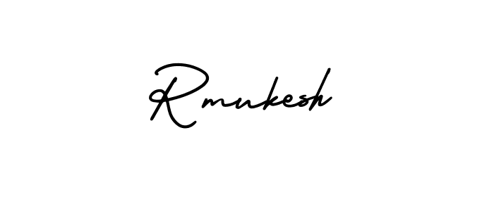 The best way (AmerikaSignatureDemo-Regular) to make a short signature is to pick only two or three words in your name. The name Rmukesh include a total of six letters. For converting this name. Rmukesh signature style 3 images and pictures png