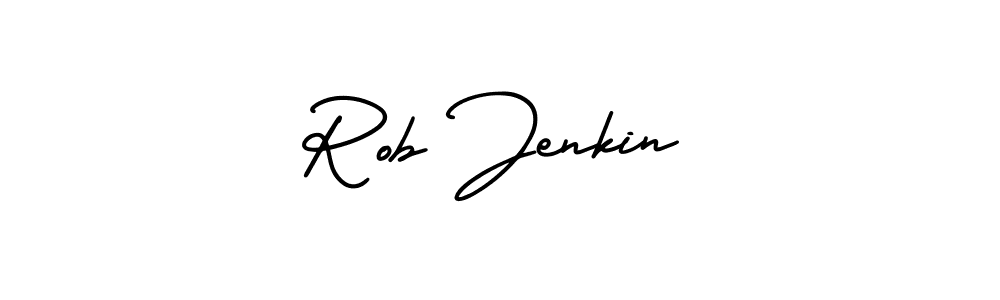 The best way (AmerikaSignatureDemo-Regular) to make a short signature is to pick only two or three words in your name. The name Rob Jenkin include a total of six letters. For converting this name. Rob Jenkin signature style 3 images and pictures png