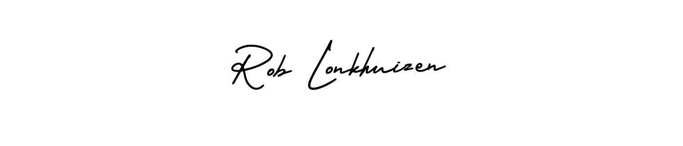 You should practise on your own different ways (AmerikaSignatureDemo-Regular) to write your name (Rob Lonkhuizen) in signature. don't let someone else do it for you. Rob Lonkhuizen signature style 3 images and pictures png