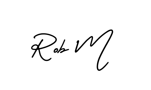 Rob M stylish signature style. Best Handwritten Sign (AmerikaSignatureDemo-Regular) for my name. Handwritten Signature Collection Ideas for my name Rob M. Rob M signature style 3 images and pictures png