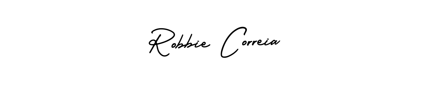 Robbie Correia stylish signature style. Best Handwritten Sign (AmerikaSignatureDemo-Regular) for my name. Handwritten Signature Collection Ideas for my name Robbie Correia. Robbie Correia signature style 3 images and pictures png