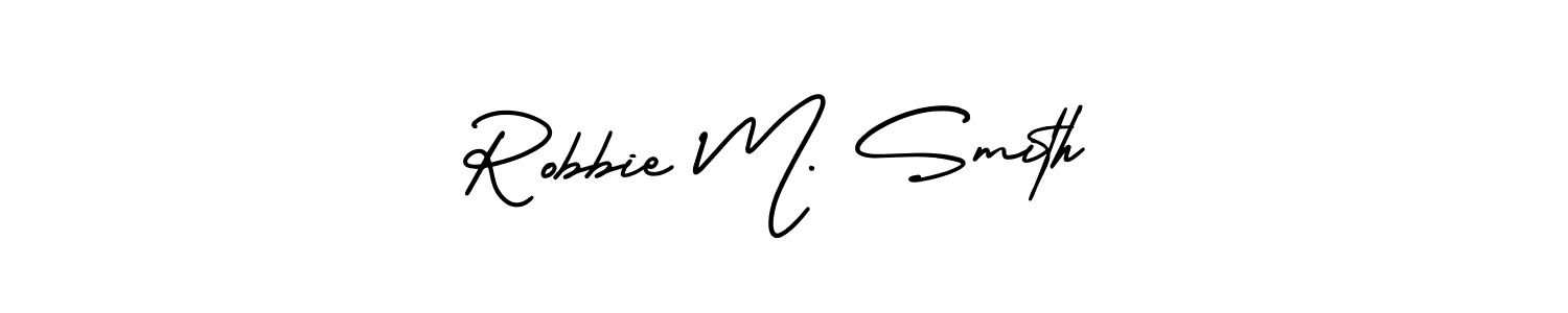 It looks lik you need a new signature style for name Robbie M. Smith. Design unique handwritten (AmerikaSignatureDemo-Regular) signature with our free signature maker in just a few clicks. Robbie M. Smith signature style 3 images and pictures png