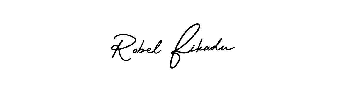 if you are searching for the best signature style for your name Robel Fikadu. so please give up your signature search. here we have designed multiple signature styles  using AmerikaSignatureDemo-Regular. Robel Fikadu signature style 3 images and pictures png