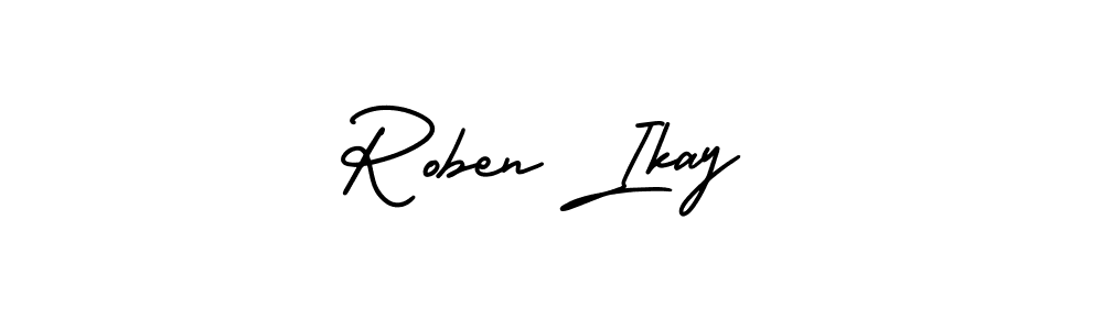 AmerikaSignatureDemo-Regular is a professional signature style that is perfect for those who want to add a touch of class to their signature. It is also a great choice for those who want to make their signature more unique. Get Roben Ikay name to fancy signature for free. Roben Ikay signature style 3 images and pictures png