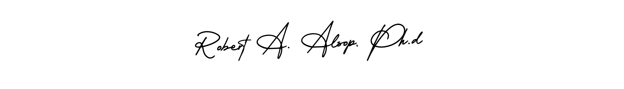 How to make Robert A. Alsop, Ph.d name signature. Use AmerikaSignatureDemo-Regular style for creating short signs online. This is the latest handwritten sign. Robert A. Alsop, Ph.d signature style 3 images and pictures png