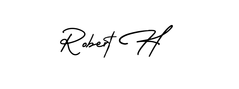 Create a beautiful signature design for name Robert H. With this signature (AmerikaSignatureDemo-Regular) fonts, you can make a handwritten signature for free. Robert H signature style 3 images and pictures png