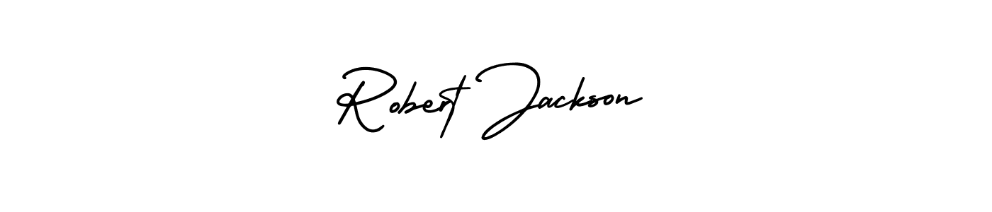 You should practise on your own different ways (AmerikaSignatureDemo-Regular) to write your name (Robert Jackson) in signature. don't let someone else do it for you. Robert Jackson signature style 3 images and pictures png