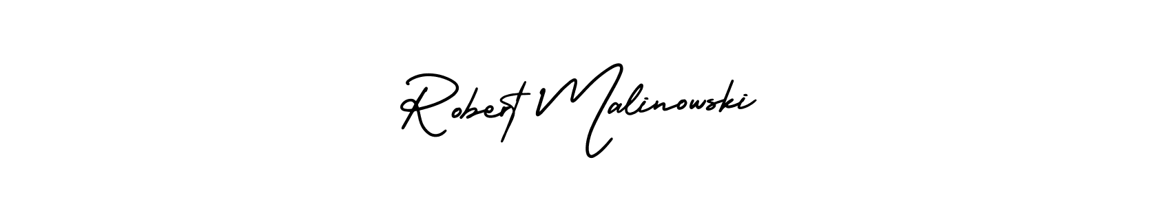 The best way (AmerikaSignatureDemo-Regular) to make a short signature is to pick only two or three words in your name. The name Robert Malinowski include a total of six letters. For converting this name. Robert Malinowski signature style 3 images and pictures png