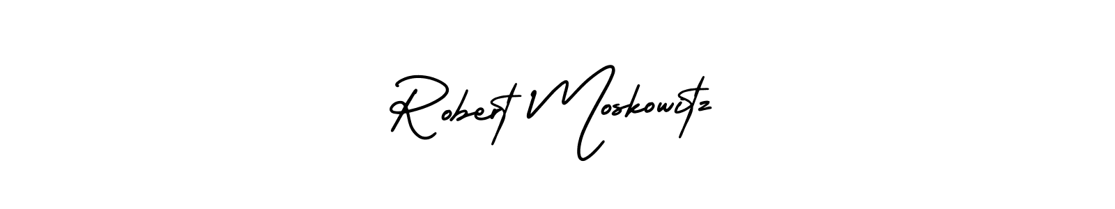 The best way (AmerikaSignatureDemo-Regular) to make a short signature is to pick only two or three words in your name. The name Robert Moskowitz include a total of six letters. For converting this name. Robert Moskowitz signature style 3 images and pictures png