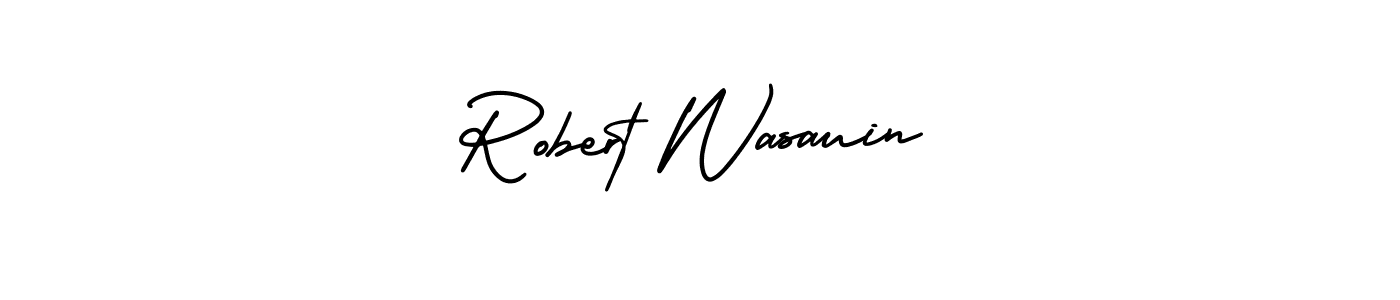 How to make Robert Wasauin name signature. Use AmerikaSignatureDemo-Regular style for creating short signs online. This is the latest handwritten sign. Robert Wasauin signature style 3 images and pictures png