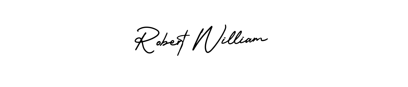 Use a signature maker to create a handwritten signature online. With this signature software, you can design (AmerikaSignatureDemo-Regular) your own signature for name Robert William. Robert William signature style 3 images and pictures png