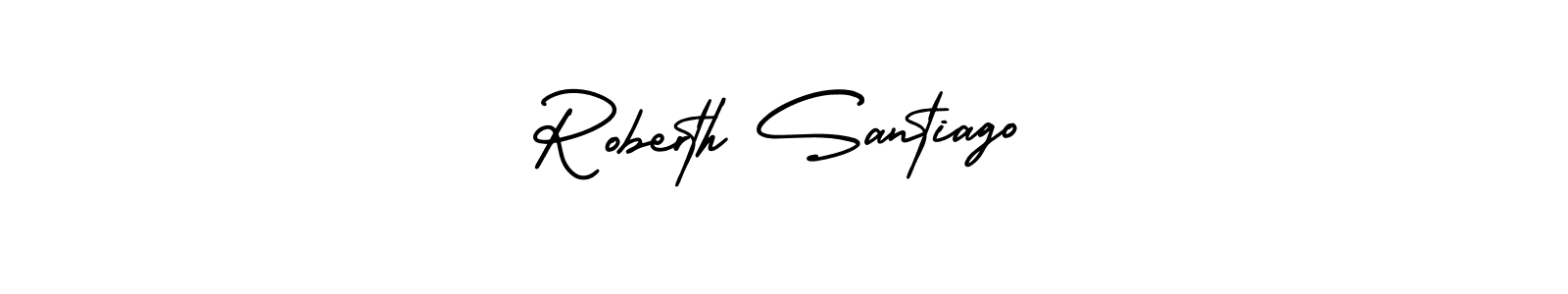 The best way (AmerikaSignatureDemo-Regular) to make a short signature is to pick only two or three words in your name. The name Roberth Santiago include a total of six letters. For converting this name. Roberth Santiago signature style 3 images and pictures png