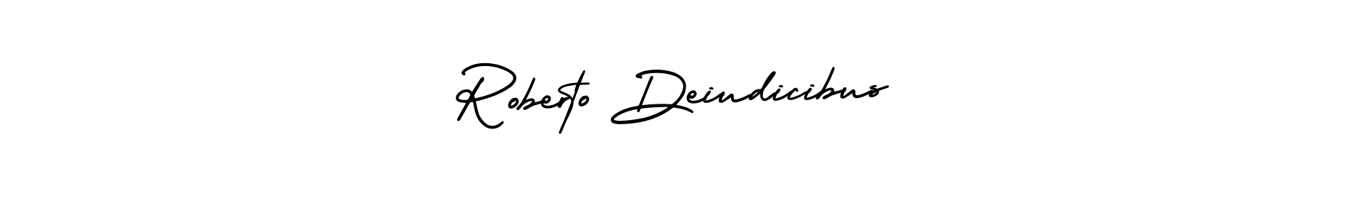 You should practise on your own different ways (AmerikaSignatureDemo-Regular) to write your name (Roberto Deiudicibus) in signature. don't let someone else do it for you. Roberto Deiudicibus signature style 3 images and pictures png