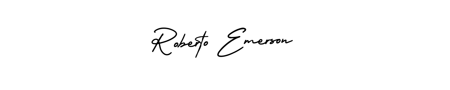 How to make Roberto Emerson signature? AmerikaSignatureDemo-Regular is a professional autograph style. Create handwritten signature for Roberto Emerson name. Roberto Emerson signature style 3 images and pictures png