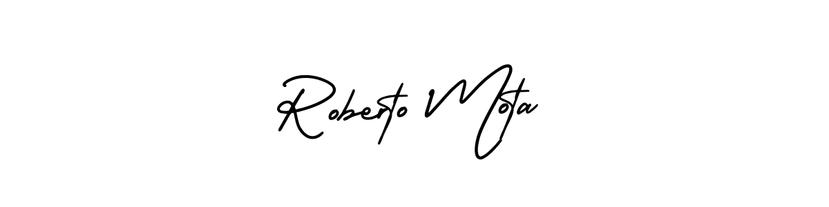 The best way (AmerikaSignatureDemo-Regular) to make a short signature is to pick only two or three words in your name. The name Roberto Mota include a total of six letters. For converting this name. Roberto Mota signature style 3 images and pictures png