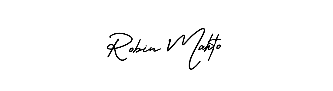 The best way (AmerikaSignatureDemo-Regular) to make a short signature is to pick only two or three words in your name. The name Robin Mahto include a total of six letters. For converting this name. Robin Mahto signature style 3 images and pictures png